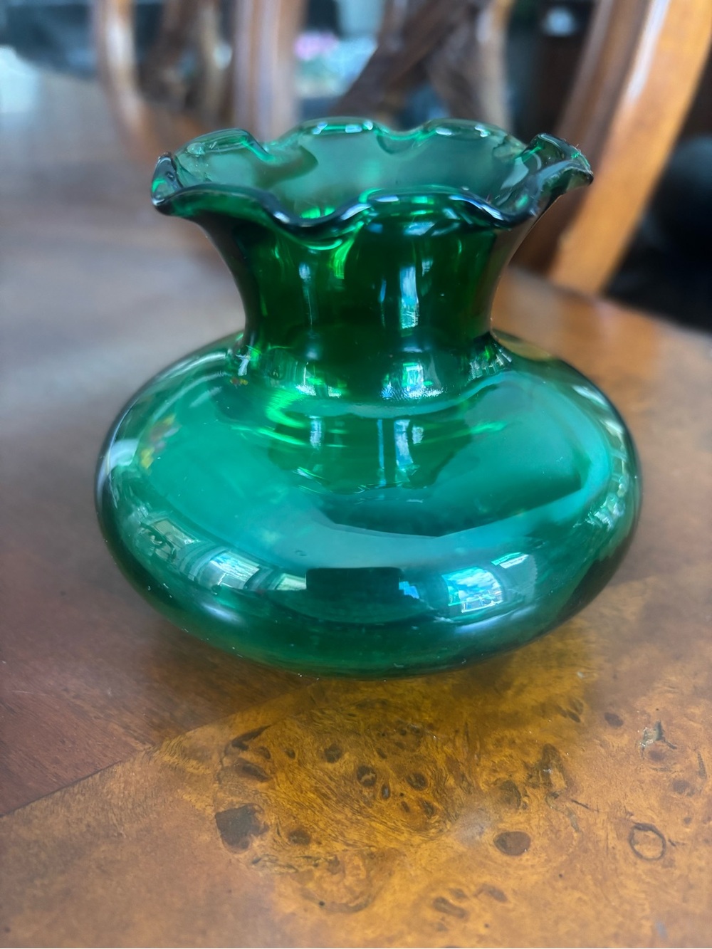 Green Ruffled Glass Vase - Home Accents